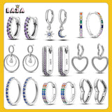 925 Silver Heart CZ Hoop Earrings For Women