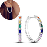 925 Silver Heart CZ Hoop Earrings For Women