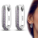 925 Silver Heart CZ Hoop Earrings For Women