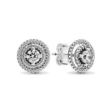 925 Silver Heart CZ Turquoise Feather Earrings