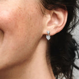 925 Silver Heart CZ Turquoise Feather Earrings