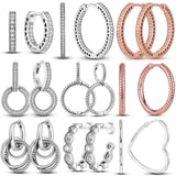 925 Silver Charms Hoop Earrings for Women Men