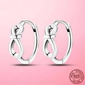 925 Silver Infinity Knot Hoop Earrings For Women Girl Wife