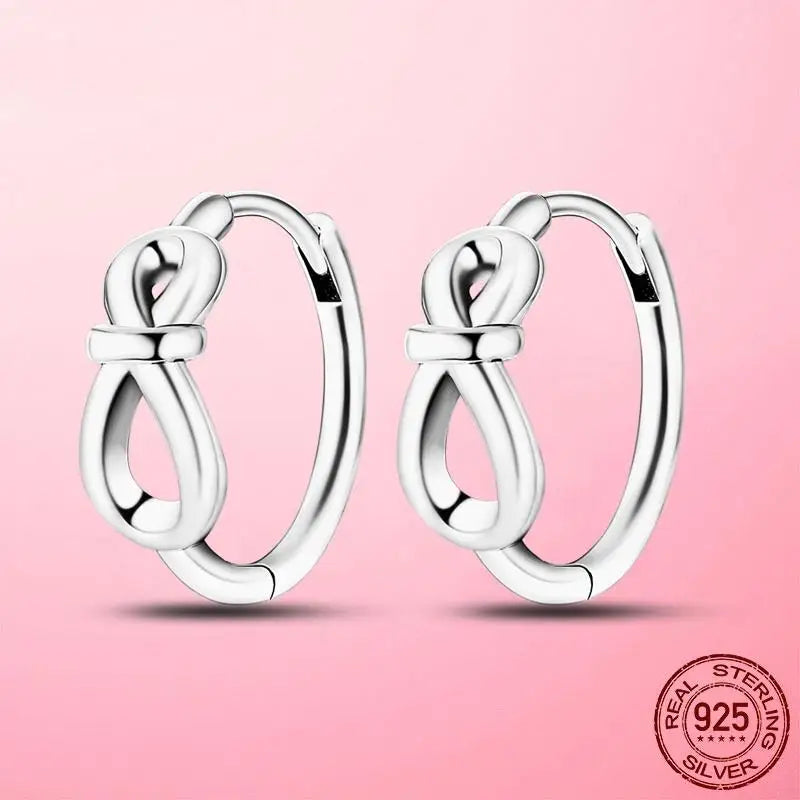 925 Silver Infinity Knot Hoop Earrings For Women Girl Wife