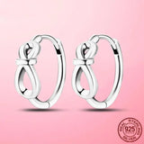 925 Silver Infinity Knot Hoop Earrings For Women Girl Wife