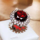 925 Silver Ruby Ring Large Oval Gemstones Accessories