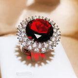925 Silver Ruby Ring Large Oval Gemstones Accessories