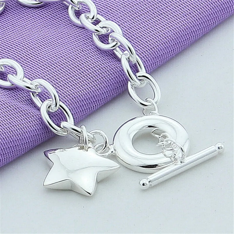 925 Silver Star Pendant Bracelet for Women Wedding Gift
