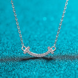 925 Silver Moissanite Smile Necklace Chain Excellent Cutting
