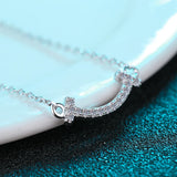 925 Silver Moissanite Smile Necklace Chain Excellent Cutting