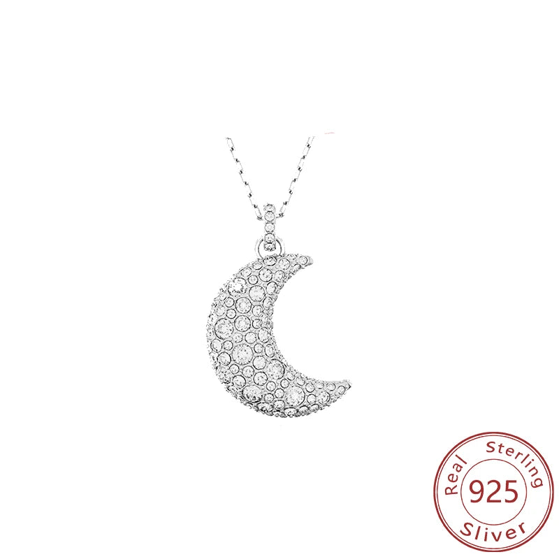 925 Silver Moon & Stone Necklace Set