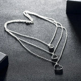 925 Silver Heart Pendant Multilayer Necklace for Women