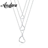 925 Silver Heart Pendant Multilayer Necklace for Women