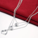 925 Silver Heart Pendant Multilayer Necklace for Women