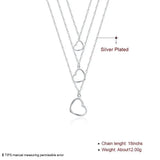 925 Silver Heart Pendant Multilayer Necklace for Women