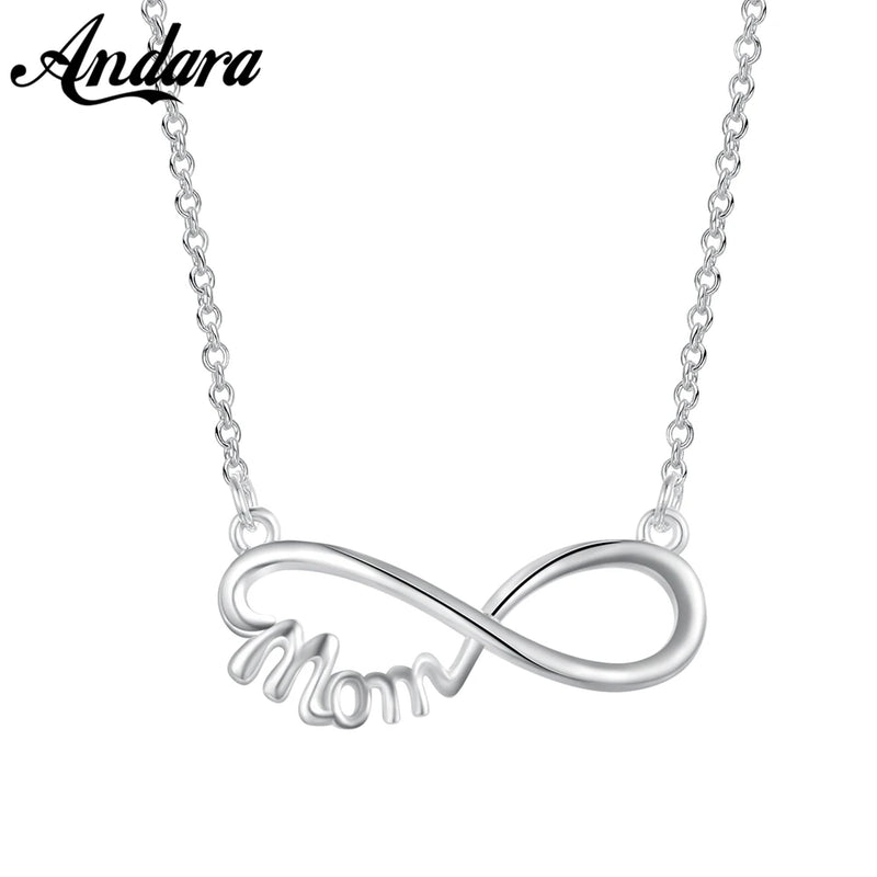 925 Silver Necklace MOM Letter Necklace Charm Clavicle Chain Jewelry