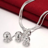 925 Silver Tennis Pendant Multilayer Necklace Snake Chain for Woman