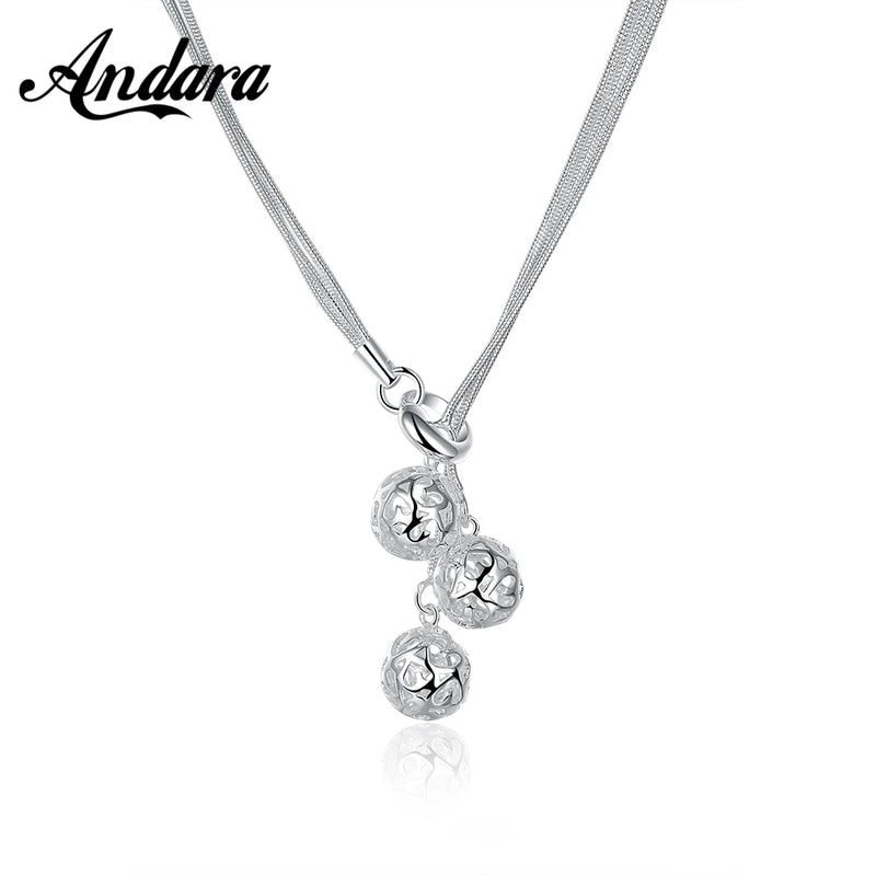 925 Silver Tennis Pendant Multilayer Necklace Snake Chain for Woman