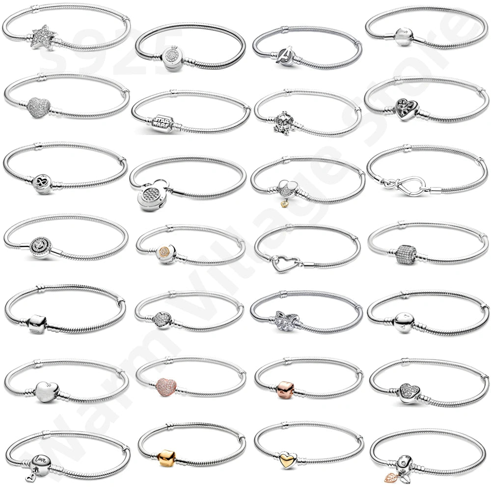 925 Silver Vintage Snake Bone Bracelet