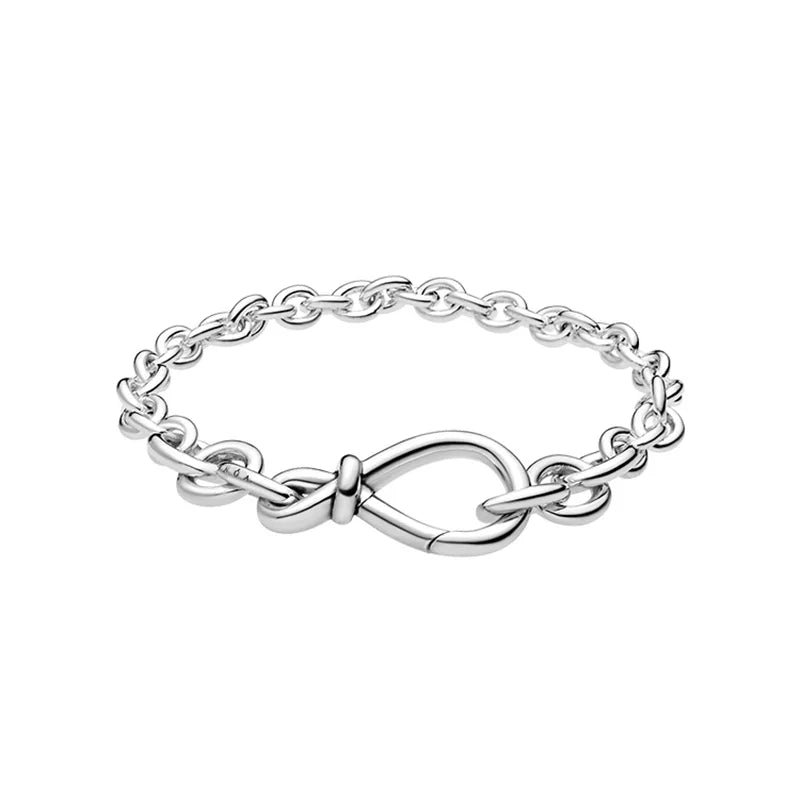 925 Silver Pan Bracelet Eternal Symbol Flower Knot Chain Pan Bracelet