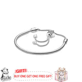 925 Silver Pan Bracelet Self Adjusting Star Button Pan Bracelet for Women