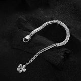 925 Silver Pearl Geometric Stone Flower Chain Bracelet Gift