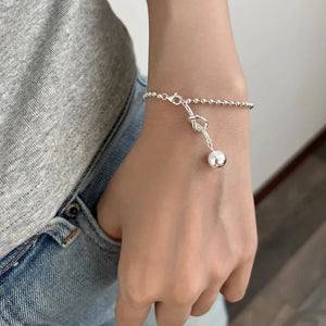 925 Silver Pearl Geometric Knot Ball Beaded Bracelet