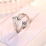 925 Silver Crown Ring Set For Women Adjustable Ring Women Anniversary Jewelry