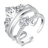 925 Silver Crown Ring Set For Women Adjustable Ring Women Anniversary Jewelry