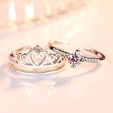 925 Silver Crown Ring Set For Women Adjustable Ring Women Anniversary Jewelry
