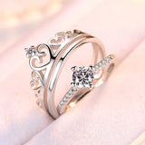 925 Silver Crown Ring Set For Women Adjustable Ring Women Anniversary Jewelry