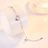 925 Silver Plated Heart Crystal Bracelet Romantic Jewelry Gift