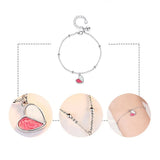 925 Silver Plated Heart Crystal Bracelet Romantic Jewelry Gift