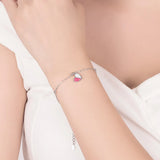 925 Silver Plated Heart Crystal Bracelet Romantic Jewelry Gift
