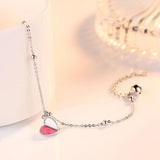 925 Silver Plated Heart Crystal Bracelet Romantic Jewelry Gift