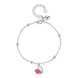 925 Silver Plated Heart Crystal Bracelet Romantic Jewelry Gift