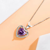 925 Silver Plated Women Necklace Eternal Heart Pendant High Zircon