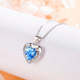 925 Silver Plated Women Necklace Eternal Heart Pendant High Zircon