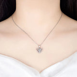 925 Silver Plated Women Necklace Eternal Heart Pendant High Zircon
