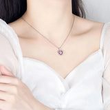 925 Silver Plated Women Necklace Eternal Heart Pendant High Zircon