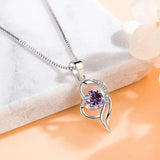 925 Silver Plated Crystal Zircon Heart Pendant Necklace for Women