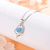 925 Silver Plated Crystal Zircon Heart Pendant Necklace for Women