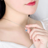 925 Silver Plated Crystal Zircon Heart Pendant Necklace for Women