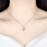 925 Silver Plated Crystal Zircon Heart Pendant Necklace for Women