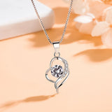 925 Silver Plated Crystal Zircon Heart Pendant Necklace for Women