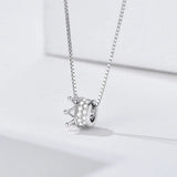 925 Silver Plated Crown Pendant Necklace with Zircon, Gift for Her