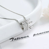 925 Silver Plated Crown Pendant Necklace with Zircon, Gift for Her