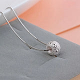 925 Silver Plated 10MM Lucky Beads Pendant Necklace