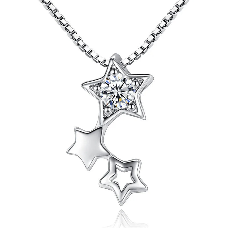 925 Silver Plated Women Necklaces Zircon Clavicle Chain Jewelry