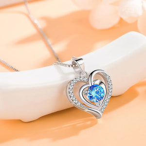 925 Silver Heart of the Sea Pendant Necklace with High Zircon Clavicle Chain